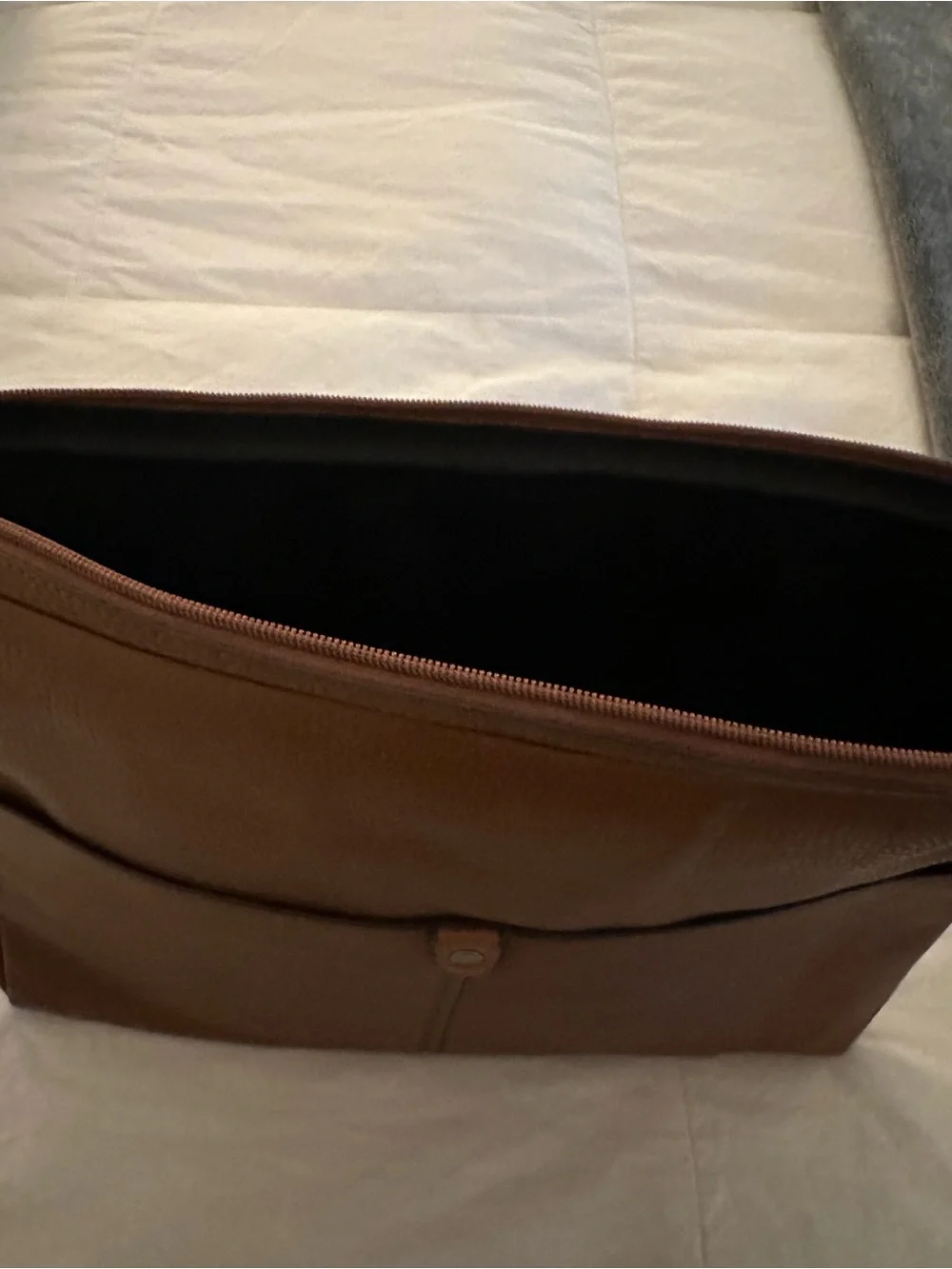 Fossil Brown Leather Laptop Sleeve with Front Pocket
